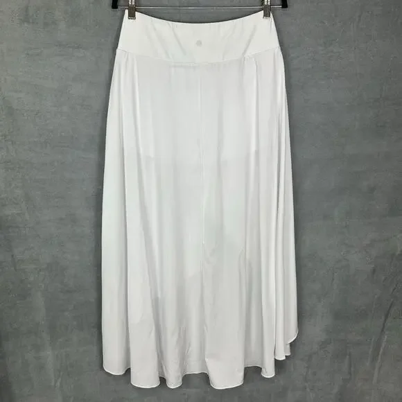 Halara Skirt Womens Medium White Breezeful High Low Ruffle Flowy Quick Dry Maxi - Picture 8 of 14